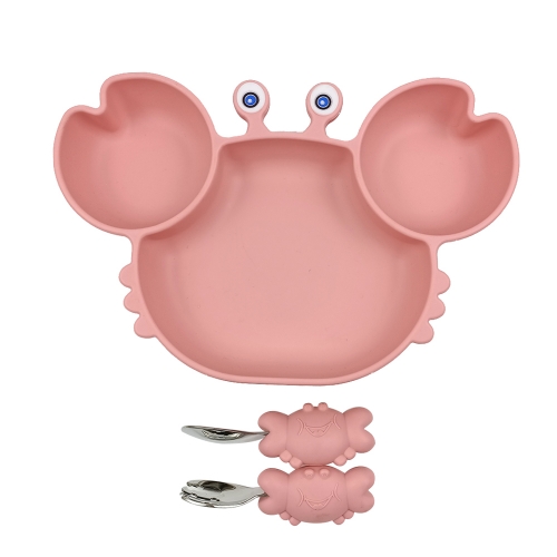 Silicone Children Dinner Plate&fork <br>(Crab , ODM&OEM available）