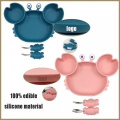 Silicone Children Dinner Plate&fork (Crab , ODM&OEM available）