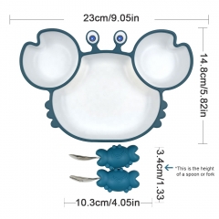 Dual Color Crab Shape Silicone Feeding Suction Baby Plate