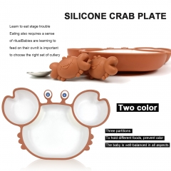 Dual Color Crab Shape Silicone Feeding Suction Baby Plate