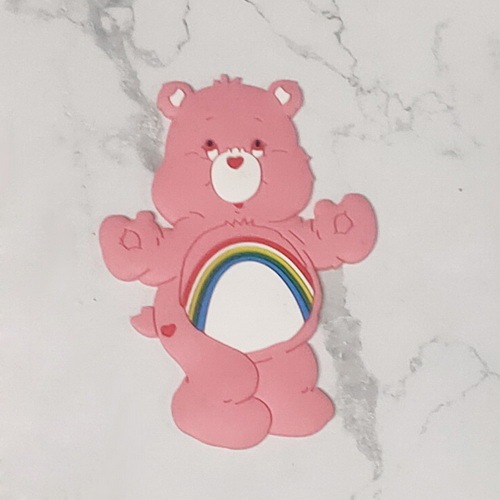 Cartoon Rainbow bear silicone patch handmade DIY accessories lovely happy bear flat action figure mobile phone cover patch