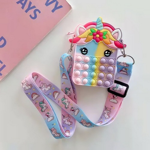 New girl unicorn rodent pioneer shoulder bag cartoon eyelashes horse coin purse shoulder bag children's fashion wallet
