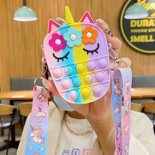 Rat Pioneer Shoulder Bag Cartoon Coin Purse Rainbow Horse Shoulder Bag Children's Bag Fruit Satchel Fashion Unicorn Wallet