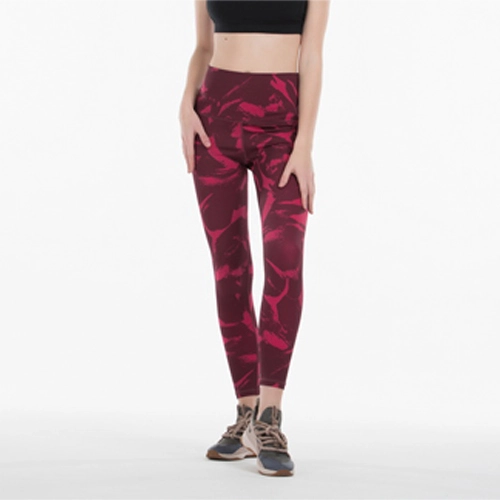Yoga Leggings with Pockets High Waist Compression Workout Running Gym Red Print Pants