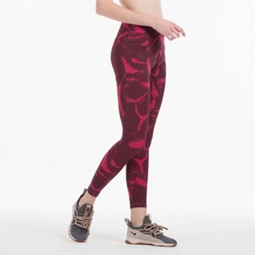 Yoga Leggings with Pockets High Waist Compression Workout Running Gym Red Print Pants