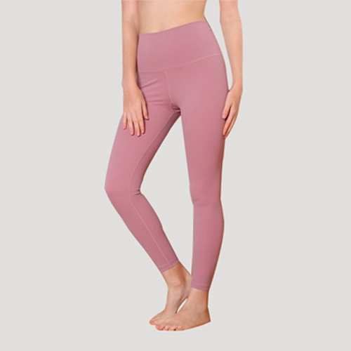Yoga Leggings with Pockets High Waist Compression Workout Running Gym Lotus root Pink
