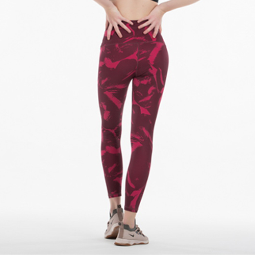 Yoga Leggings with Pockets High Waist Compression Workout Running Gym Red Print Pants