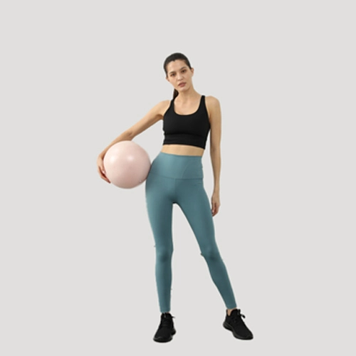 Yoga Leggings with Pockets High Waist Compression Workout Running Gym Cyan