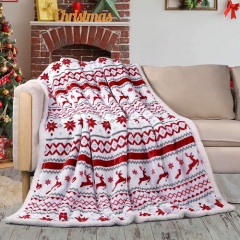 Blanket Double layer flannel blanket Thickened Sherpa lamb sofa blanket Christmas style