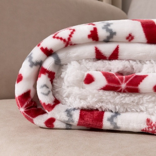 Blanket Double layer flannel blanket Thickened Sherpa lamb sofa blanket Christmas style
