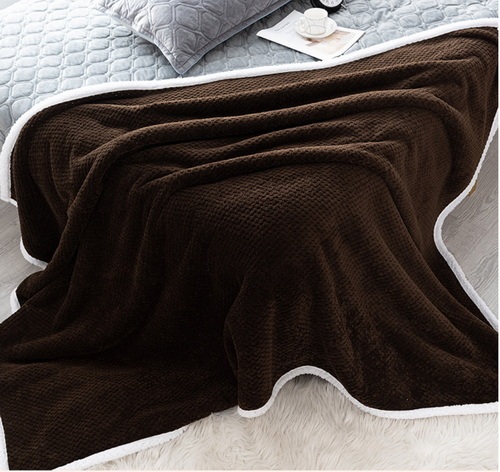 Coral velvet plain pineapple jacquard composite cashmere double blanket autumn and winter blanket