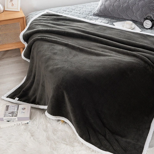 Coral velvet plain pineapple jacquard composite cashmere double blanket autumn and winter blanket