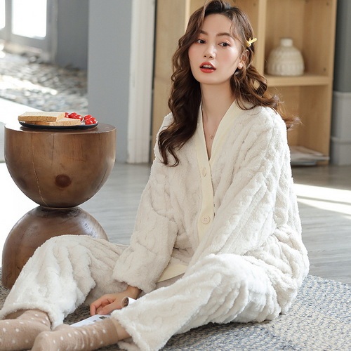 Pajamas Women's autumn and winter new style coral velvet thickened winter flannel household suit