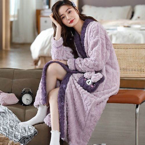 Nightgown Women's Autumn and Winter 2022 New style coral velvet thickened winter flannel home clothes