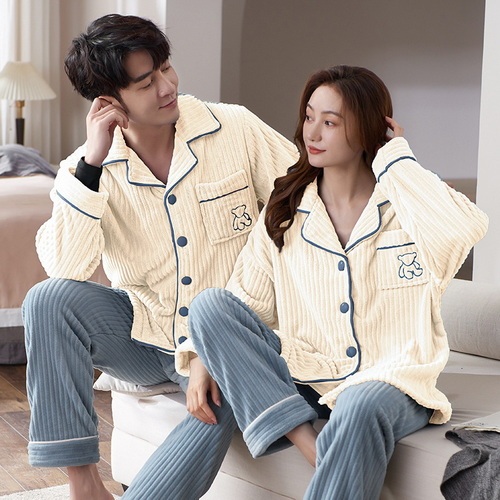 Autumn and winter couple's pajamas Coral velvet plush Autumn and winter couple's pajamas Coral velvet plush