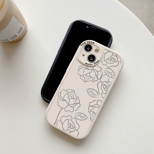 Black and white small rose with thorns, silicone protective case Mobile phone shell K696-K697