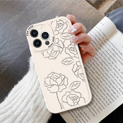 Black and white small rose with thorns, silicone protective case Mobile phone shell K696-K697
