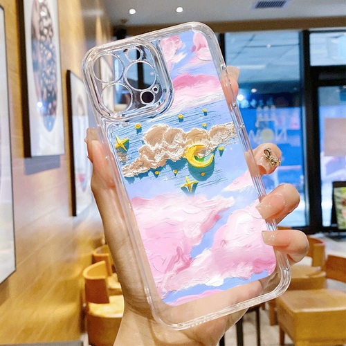 Pastoral sheep, clouds in the sky, small fresh silicone mesh red space shell mobile phone case K882-K883