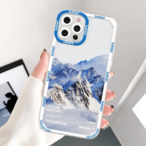 QD Cat's Eye Snow Mountain Sunset Transparent Mobile Phone Case Q018-Q019-Q020-Q021