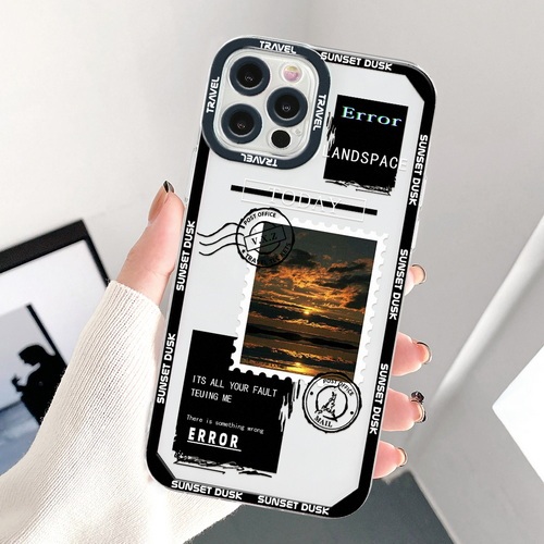 QD Error Sunset, sunset, sea cat eye fine hole transparent mobile phone case D272-D273-D274