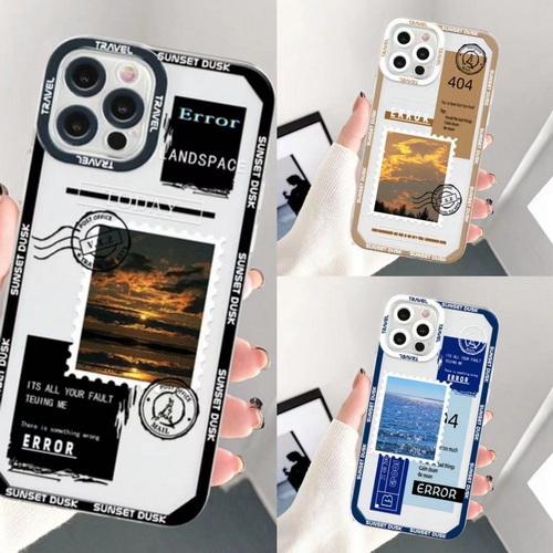 QD Error Sunset, sunset, sea cat eye fine hole transparent mobile phone case D272-D273-D274