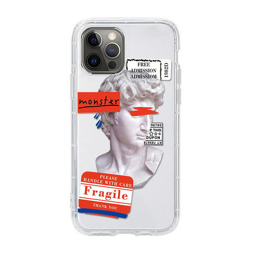 QD Personalized creative sculpture label transparent air cushion mobile phone case U124-U127