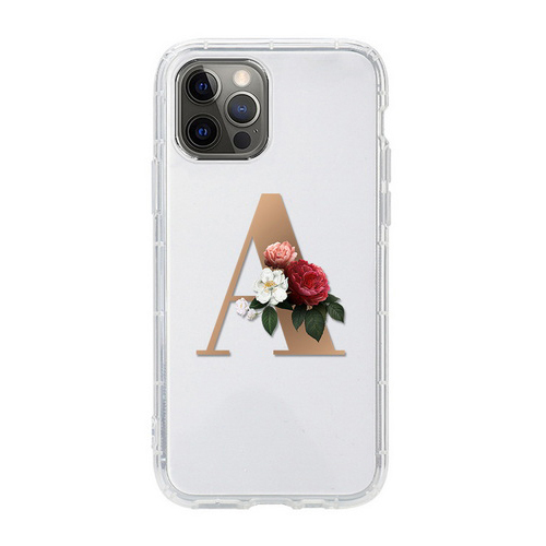 QD Art Letters A-B-C-D Flower Transparent Air Cushion Phone Case X217-X218-X219-X220