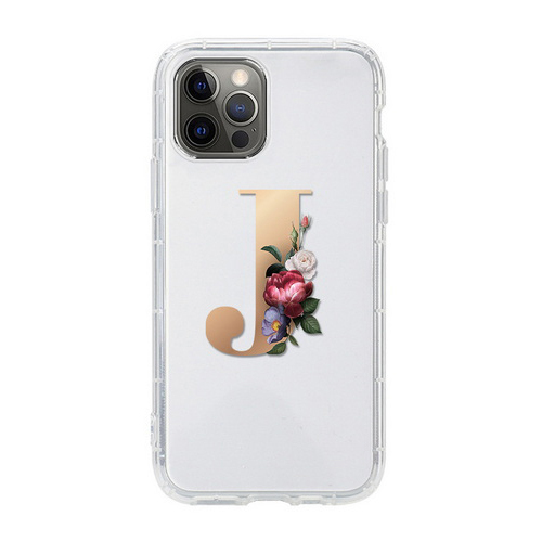 Art Letter I-J-K-L Flower Transparent Air Cushion Phone Case X225-X226-X227-X228