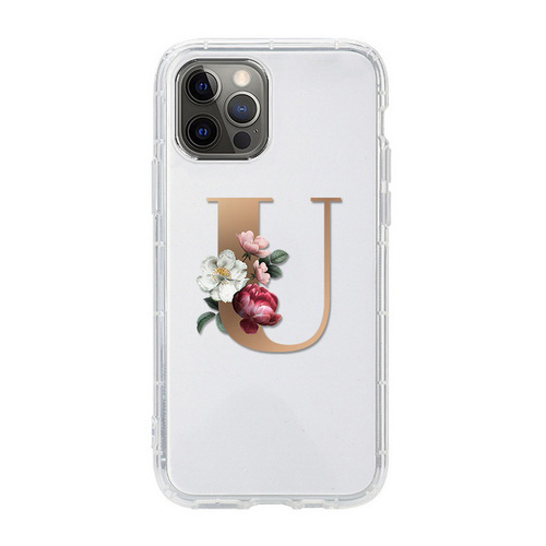 Art Letter U-V-W-X Flower Transparent Air Cushion Phone Case X237-X238-X239-X240