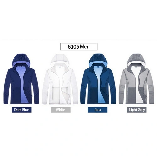 Men UPF 50+ Lightweight Cardigan with Pockets Long Sleeve Sun Shirts UV Protection Clothing Quick Dry 6105 Four Color