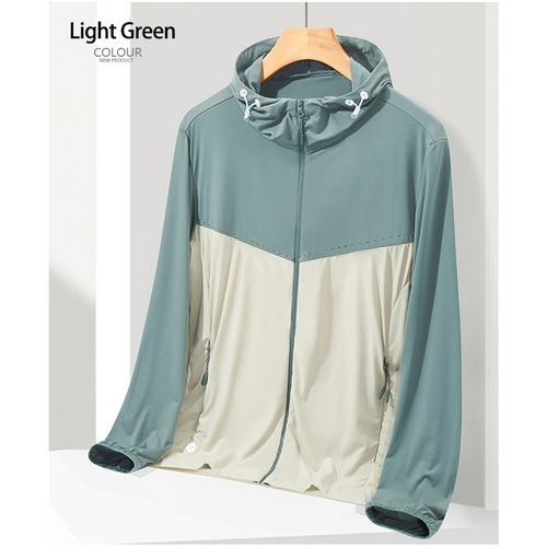Men Sun Protection Jacket UPF50 Sunscreen Shirt Sun Block Fashion color blocking Hoodie Pockets 9002M Three Color