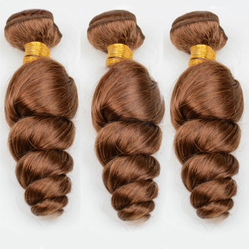 #4 Light Brown Loose Wave Bundles Human Hair Bundles Loose Wave Hair 3 Bundles Grade 100% Hair
