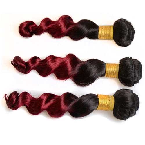 1B Burg Red  Loose Wave Bundles Human Hair 10A Grade Unprocessed Indian Virgin Hair Ombre Burgundy Two Tone Black And Burg Red 100gx3