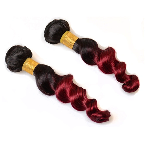 1B Burg Red  Loose Wave Bundles Human Hair 10A Grade Unprocessed Indian Virgin Hair Ombre Burgundy Two Tone Black And Burg Red 100gx3