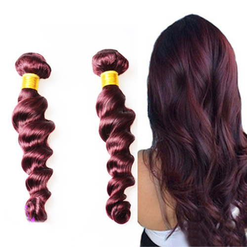 8A Brazilian Virgin Human Hair Extensions Wine Red 199J Loose Wave 3 Bundles 100gx3