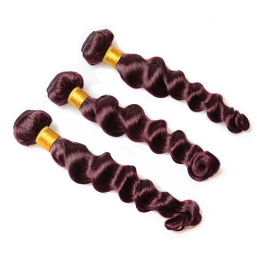 8A Brazilian Virgin Human Hair Extensions Wine Red 199J Loose Wave 3 Bundles 100gx3