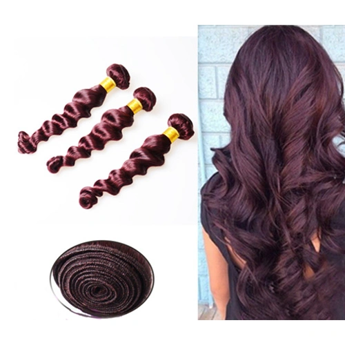 Human Hair Extensions Wine Red 199J 9A Loose Wave 3 Bundles 100gx3