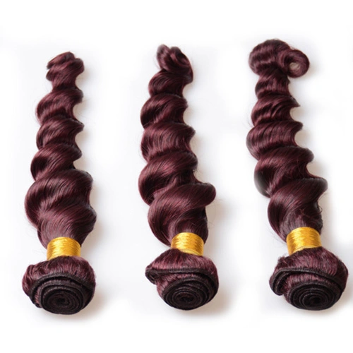 8A Brazilian Virgin Human Hair Extensions Wine Red 199J Loose Wave 3 Bundles 100gx3
