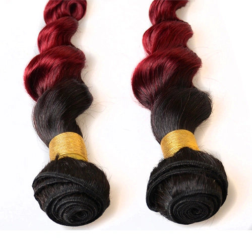1B Burg Red  Loose Wave Bundles Human Hair 10A Grade Unprocessed Indian Virgin Hair Ombre Burgundy Two Tone Black And Burg Red 100gx3
