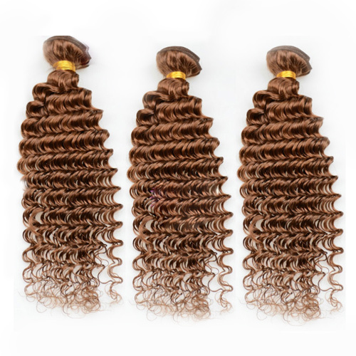 Deep Wave Brazilian Light Brown #4 Human Hair Loose Wave 3 Bundles Human Hair Extensions 100% Real Virgin Bundles Human Hair 100gX3