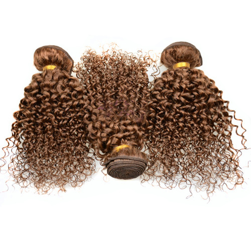 Light Brown Color #4 Kinky Curly Hair 3 Bundles Real Human Hair Kinky Curly Human Hair Bundles 100gX3