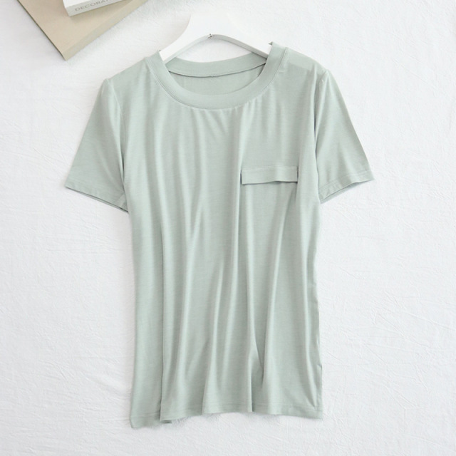 Spring and summer silk round neck base shirt mulberry silk short sleeve solid color T-shirt women's thin breathable loose top