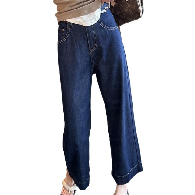 Cool pants ~! Soft Lyocell vintage wide-leg jeans women's high-waisted niner slacks