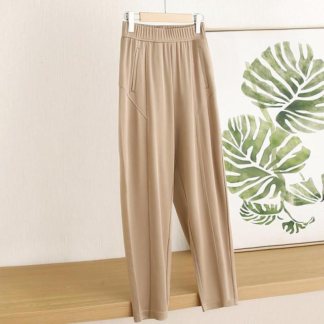 The most comfortable pants for spring and summer! Smooth and cool, easy to wear slimming! High-waisted, nine-minute tapered haren