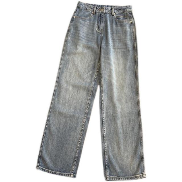 Hemp jeans Ceiling thin high waist slim leg fresh loose narrow straight leg pants