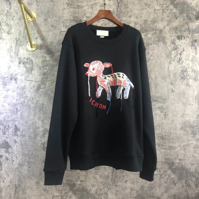 100% handmade Desgin expersive 2020ss Autumn Autumn winter heavy hand embroidery deer hoodie women loose everything