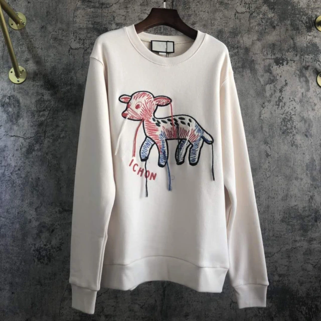 100% handmade Desgin expersive 2020ss Autumn Autumn winter heavy hand embroidery deer hoodie women loose everything