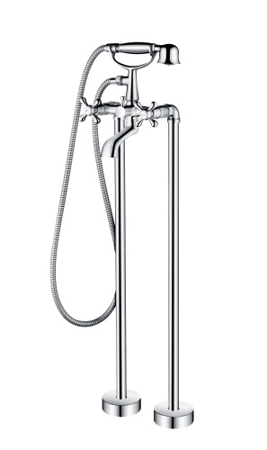 Two handles floor bathtub faucet