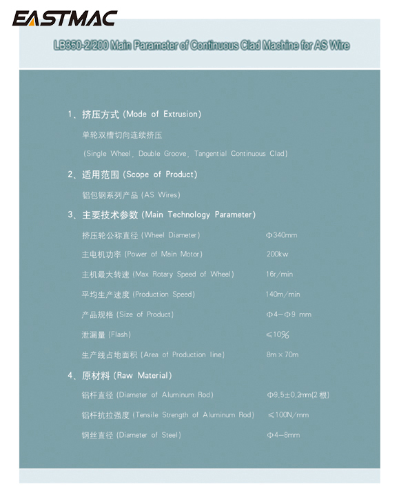 LB350-2/200 Continuous Clad Machine for AS Wire Optical Fiber Cable Equipment China Machinefactory