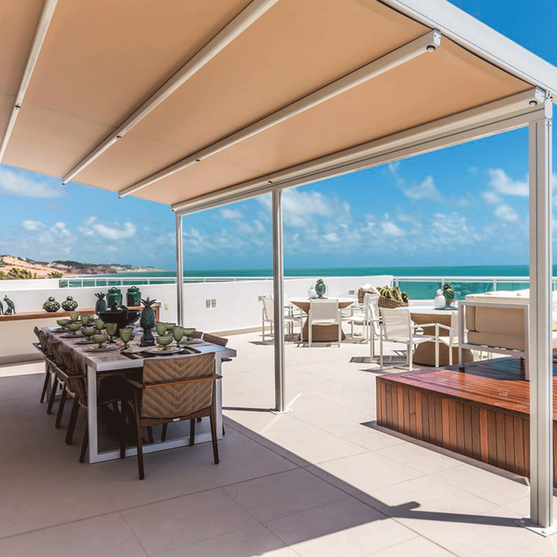Modern Automatic Patio Gazebo Outdoor Arches Bioclimatic Aluminium Pergola Opening Louvred Roof